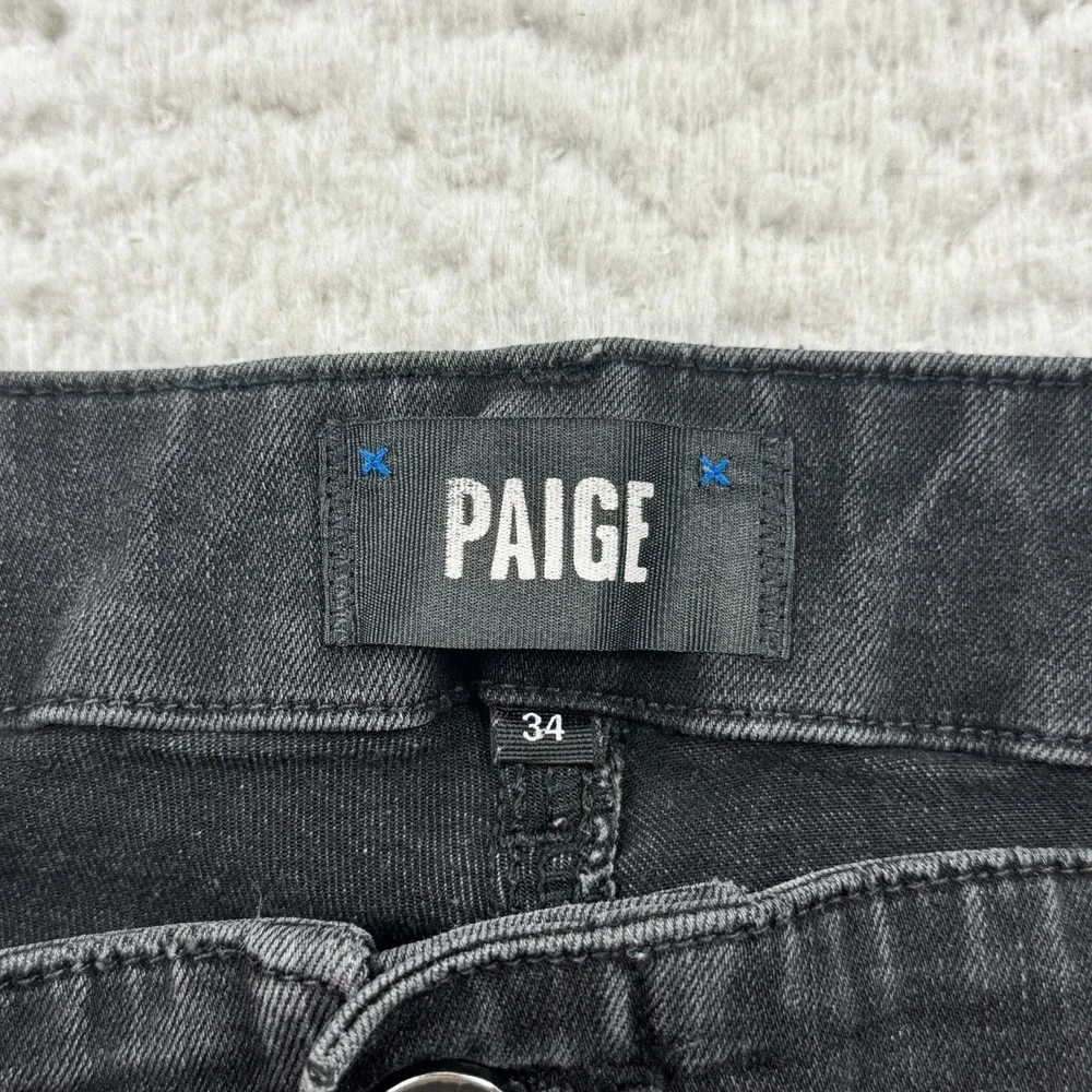 Paige Mayslie Jeans Womens 34 Black Denim‎ Mid Rise Rayon Stretch Ankle Zip